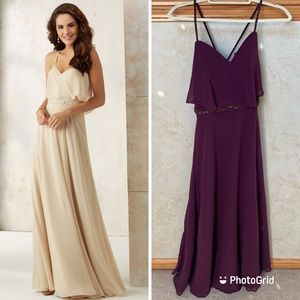Chiffon A-Line Dress with Beaded Straps
